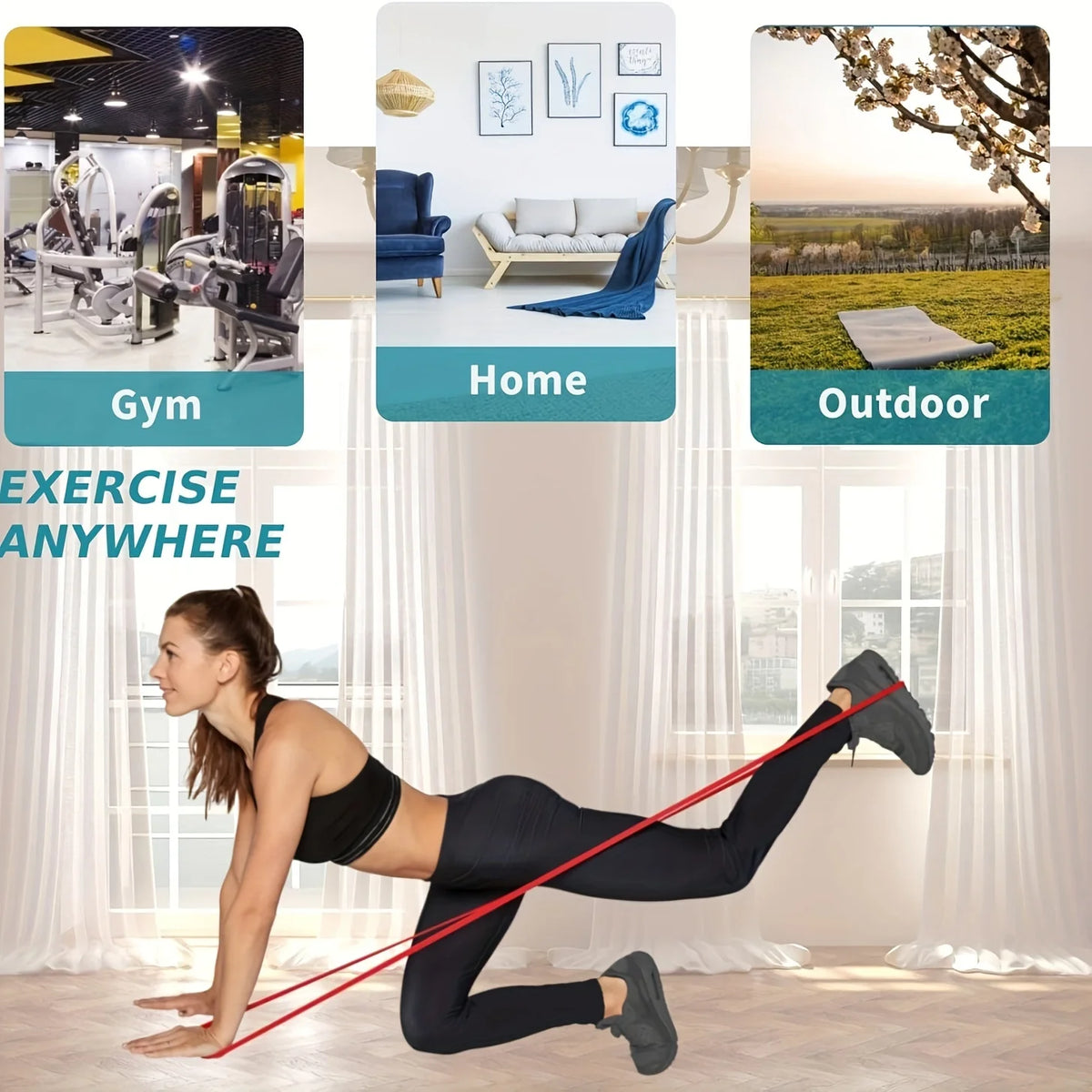 TPE Resistance Band Set for Home Gym Strength Training & Yoga