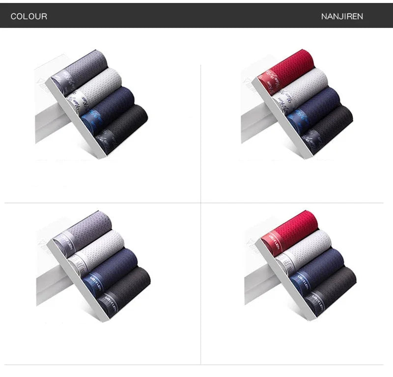 Men's Ice Silk Boxer Shorts 4PCS Breathable Mesh Underwear
