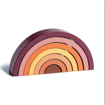 Wooden Rainbow Stacking Blocks Montessori Arch Bridge Toy