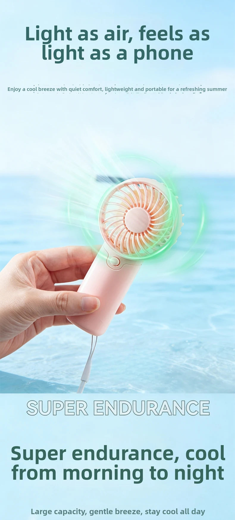 Handheld Mini Fan Rechargeable Portable Pocket Cooling Fan