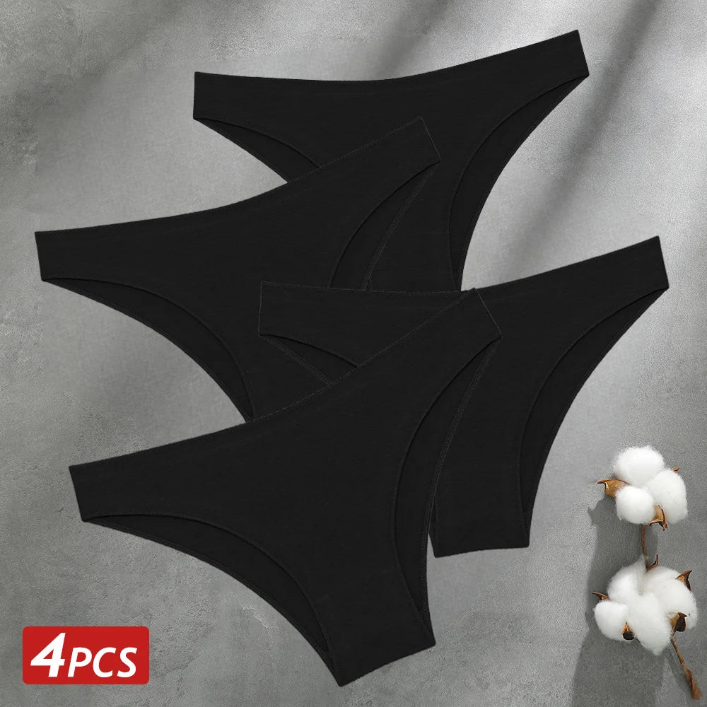 Cotton Seamless Panties 4PCS Women's Low Rise Briefs