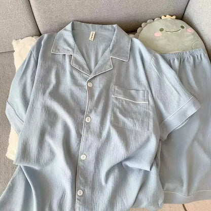Men's Slim Fit Pajama Set Short Sleeve Summer Loungewear