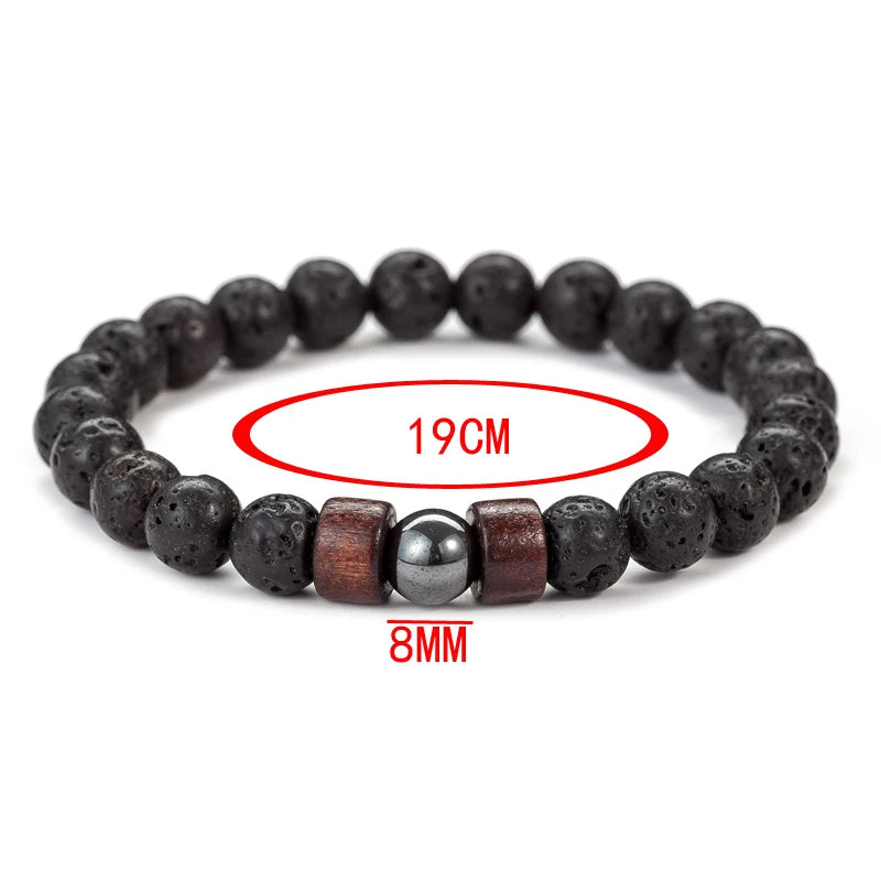Lava Stone Bracelet – Handmade Volcanic & Wooden Bead Bracelet