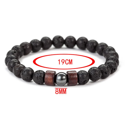 Lava Stone Bracelet – Handmade Volcanic & Wooden Bead Bracelet