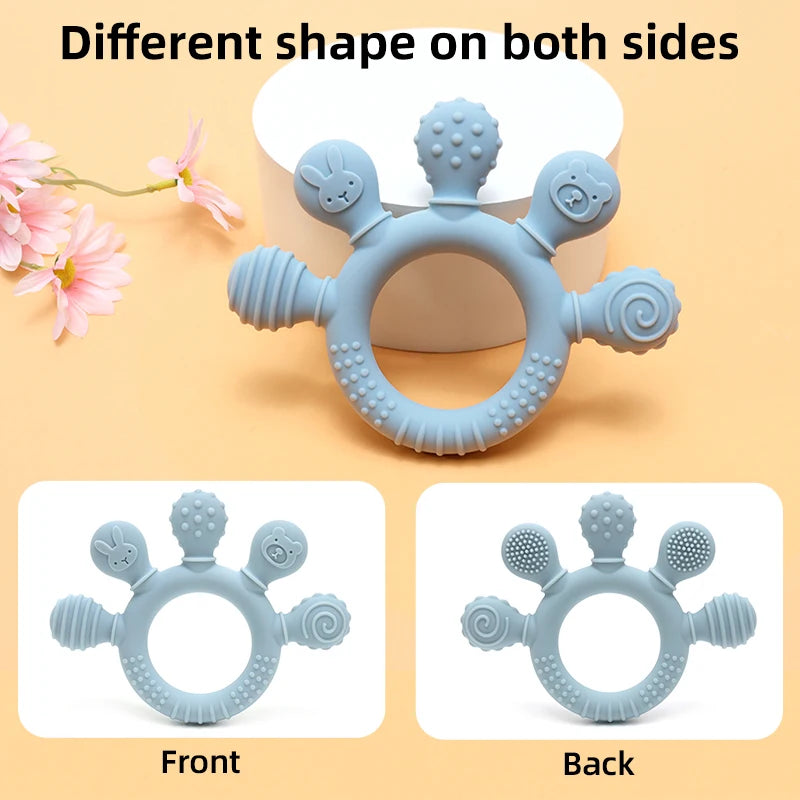 Silicone Baby Ring Teether Sensory Chew Toy for Infants