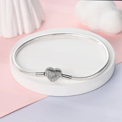 925 Sterling Silver Heart Bracelet with Zircon Accent