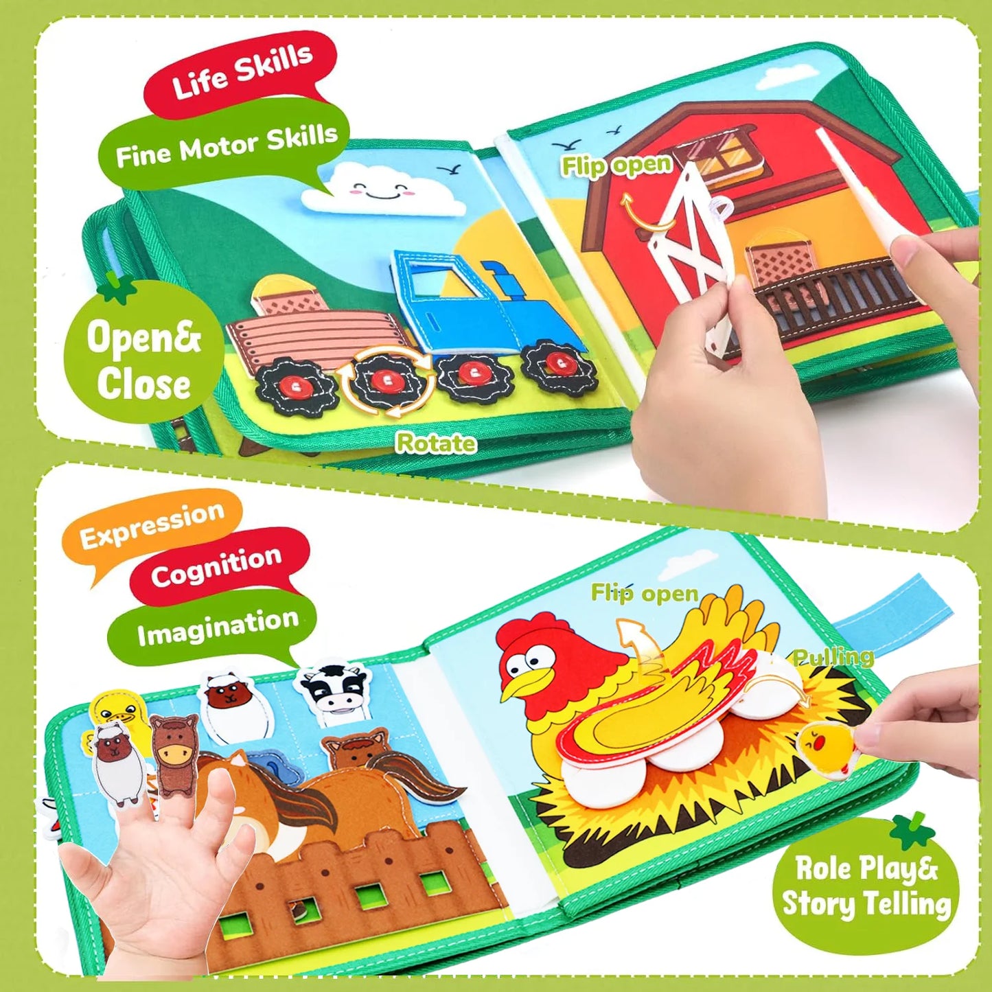 Farm Busy Book Montessori Animal Activity Board for Toddlers