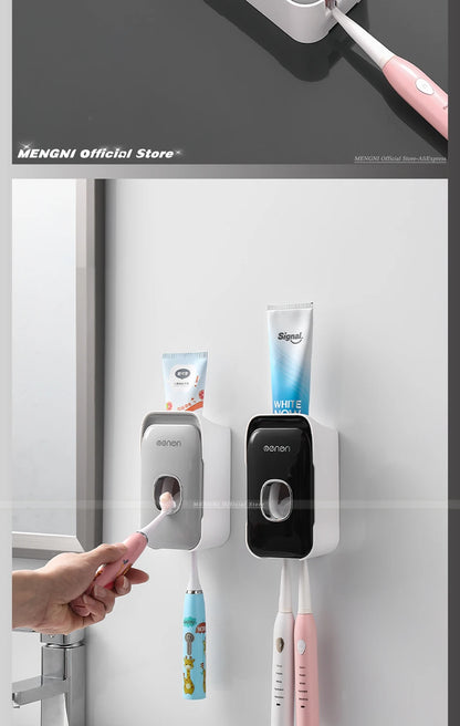 Wall-Mounted Toothpaste Dispenser – Punch-Free Toothbrush Holder