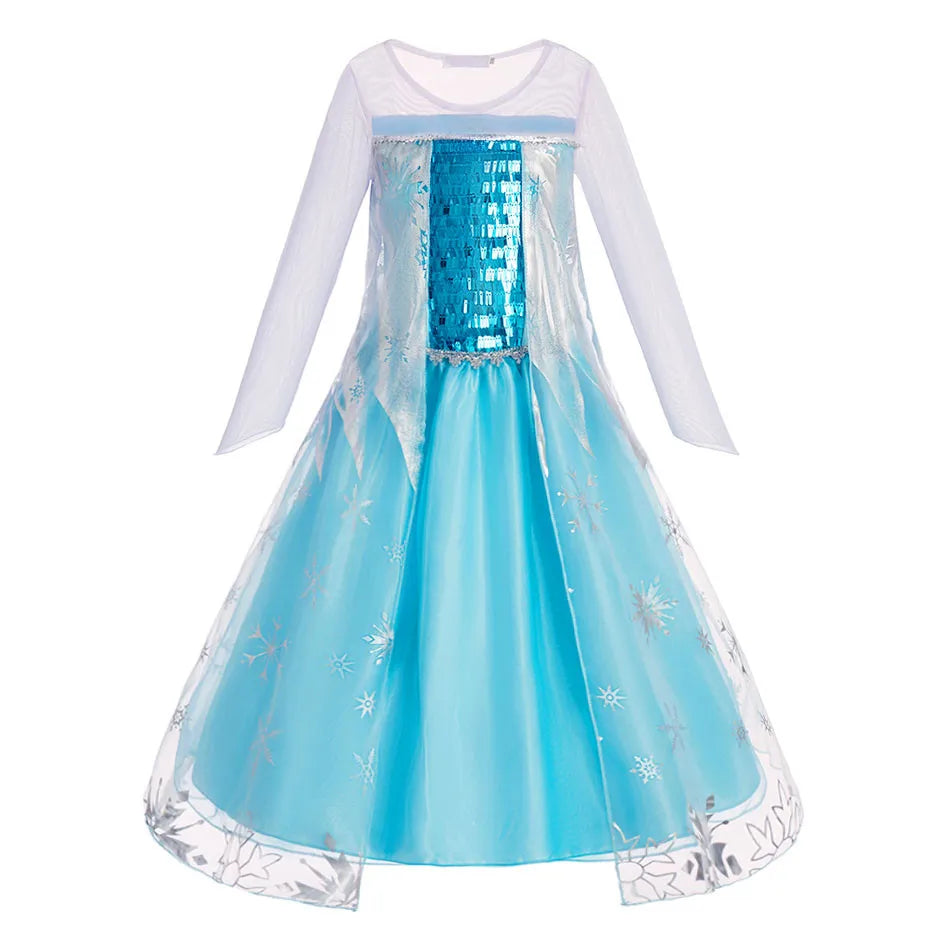 Girls Princess Dress Elsa Anna Kids Cosplay Costume