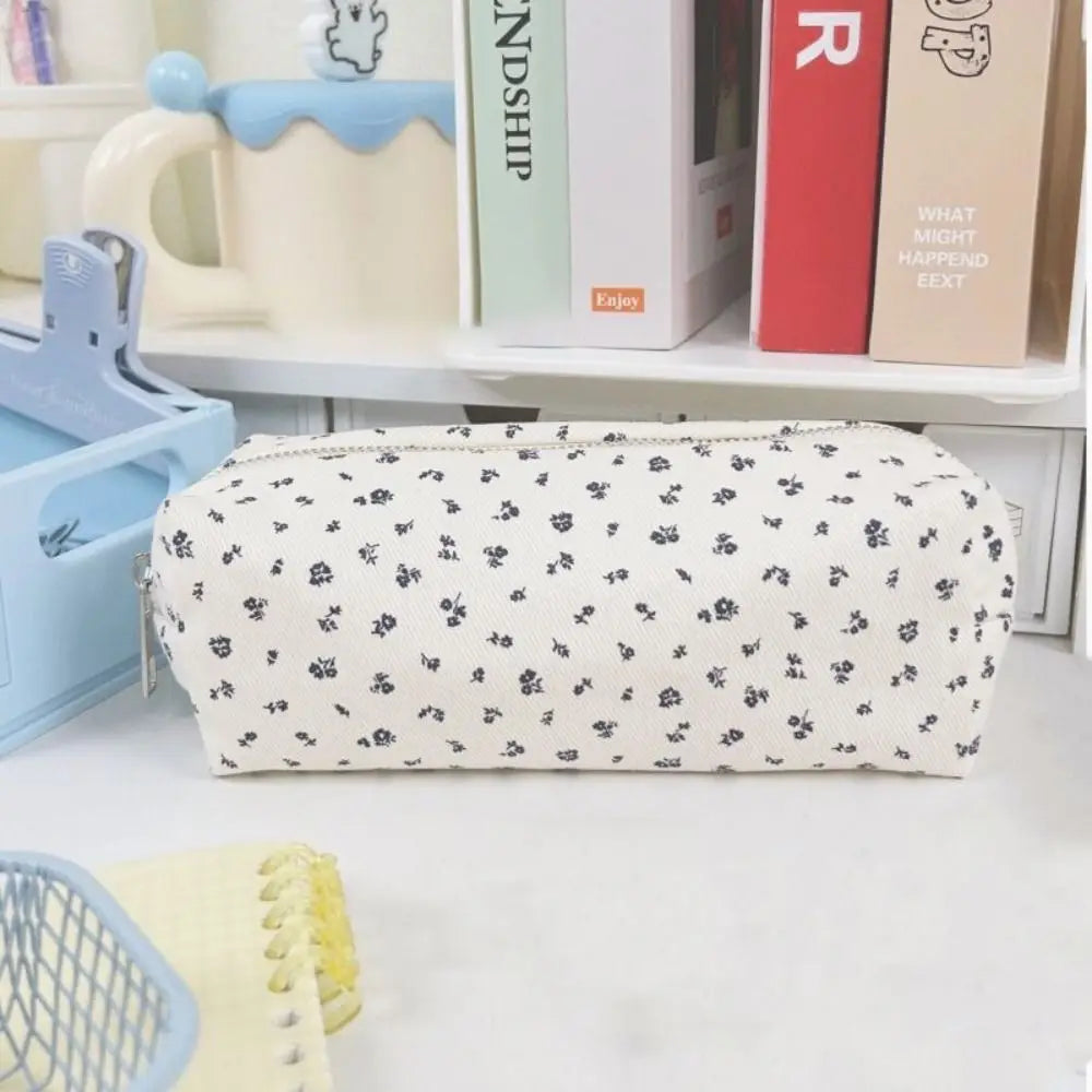 Floral Pencil Case Large Capacity Canvas Pen Bag