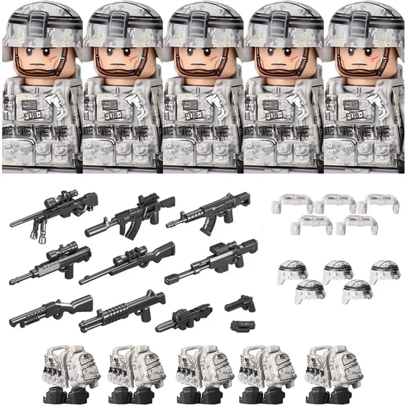 Military Soldier Building Blocks Mini Figure Set with Accessories