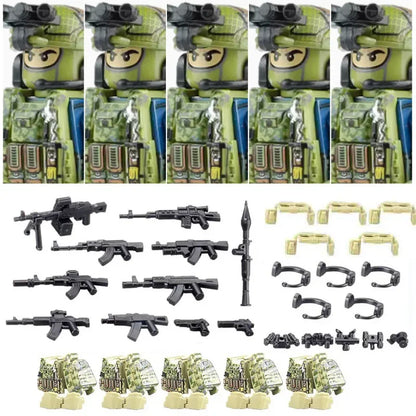 Military Soldier Building Blocks Mini Figure Set with Accessories