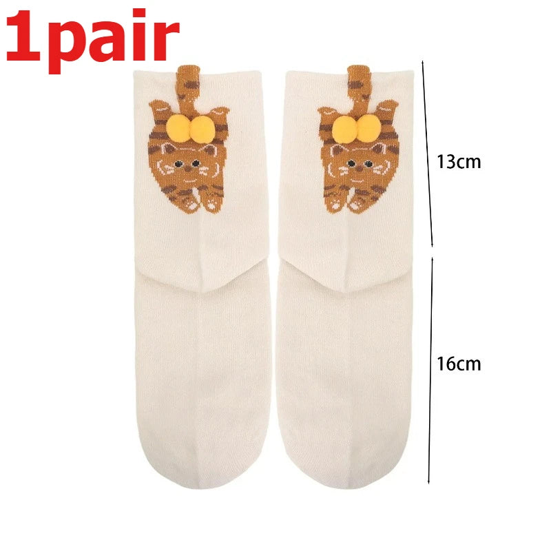 Funny Cat Socks 4 Pairs Cartoon Mid Tube Casual Socks