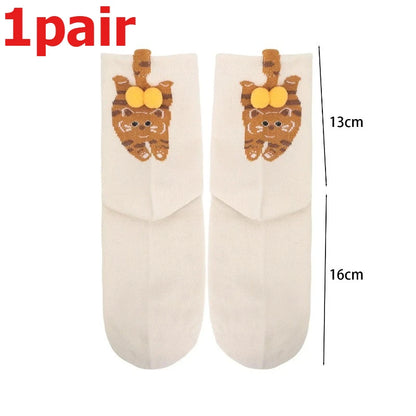 Funny Cat Socks 4 Pairs Cartoon Mid Tube Casual Socks