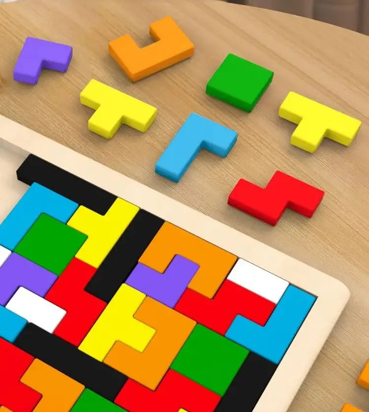 Wooden Tangram Puzzle Montessori Geometric Learning Blocks