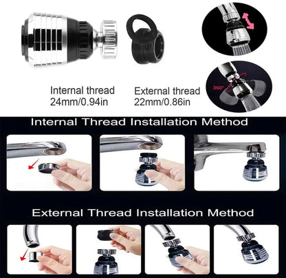 360° Rotatable Faucet Extender – 2-Mode Water Saving Aerator