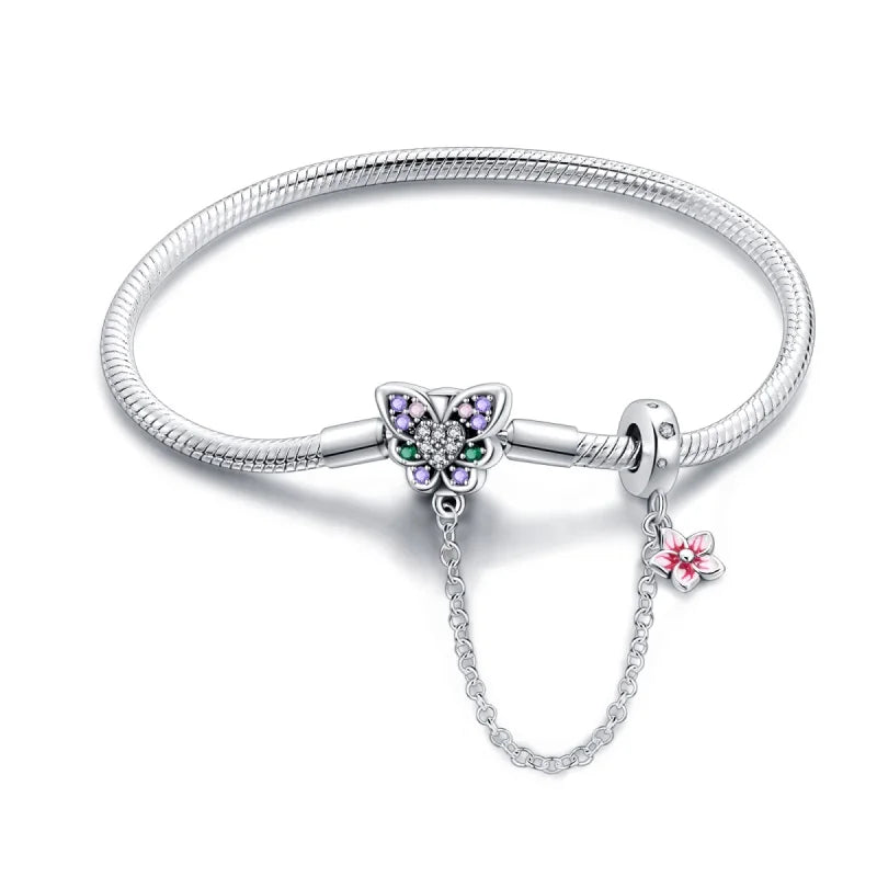 925 Sterling Silver Heart Bracelet with Zircon Accent