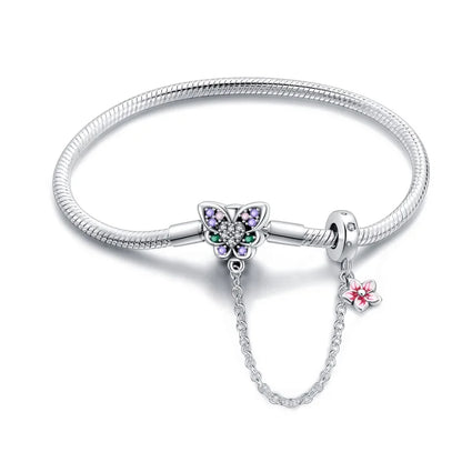 925 Sterling Silver Heart Bracelet with Zircon Accent