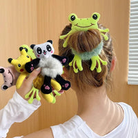 Frog Plush Hair Scrunchie Cute Elastic Ponytail Hair Band