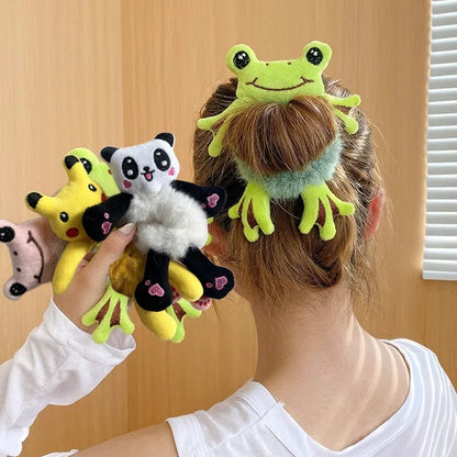 Frog Plush Hair Scrunchie Cute Elastic Ponytail Hair Band