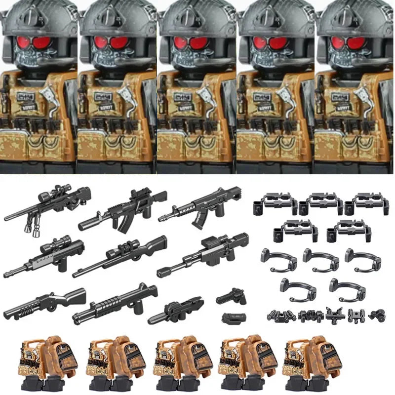 Military Soldier Building Blocks Mini Figure Set with Accessories