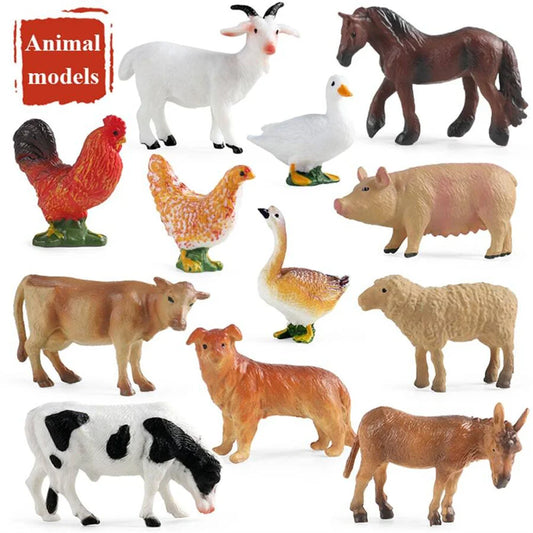 12PCS Farm Animal Figures Mini PVC Poultry Farm Toy Set