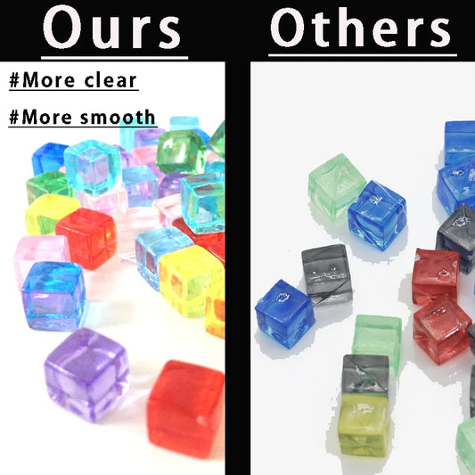 Transparent Cube Game Pieces Set – 50PCS Colorful Crystal Cubes