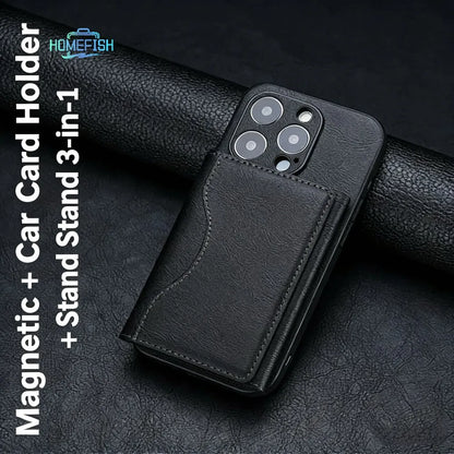 Mag Safe Card Holder PU Leather Magnetic Trifold Wallet
