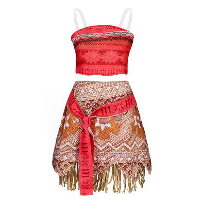 Moana Princess Costume Two Piece Vaiana Dress for Girls