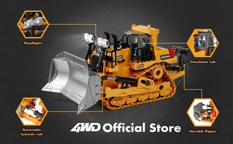 4WD RC Excavator Dump Truck Bulldozer 1:20 Remote Control Toy