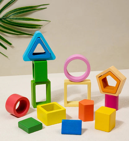 Wooden Sorting Toy, Montessori Stacking Blocks