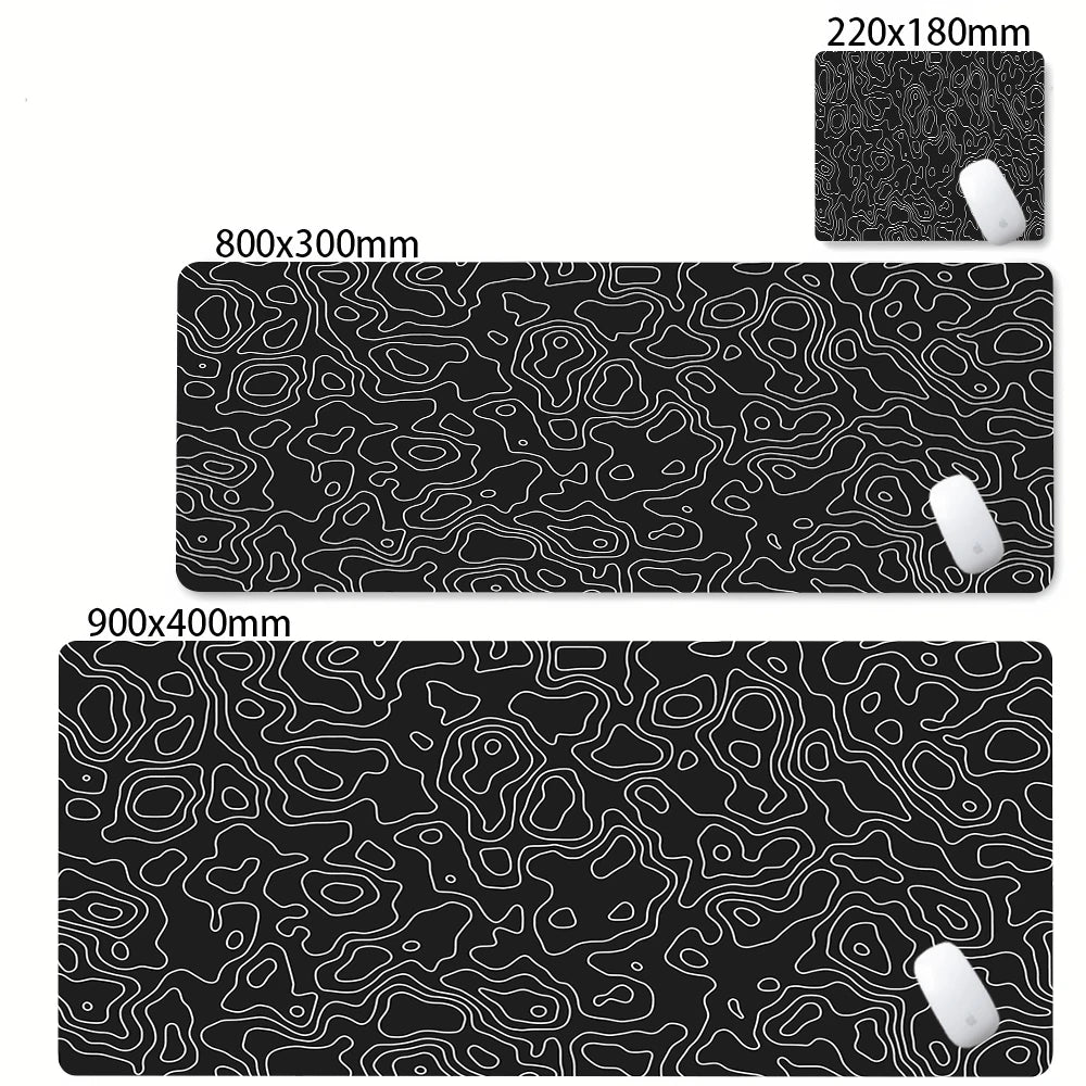XXL Black & White Desk Mat – Abstract Liquid Gaming Mouse Pad