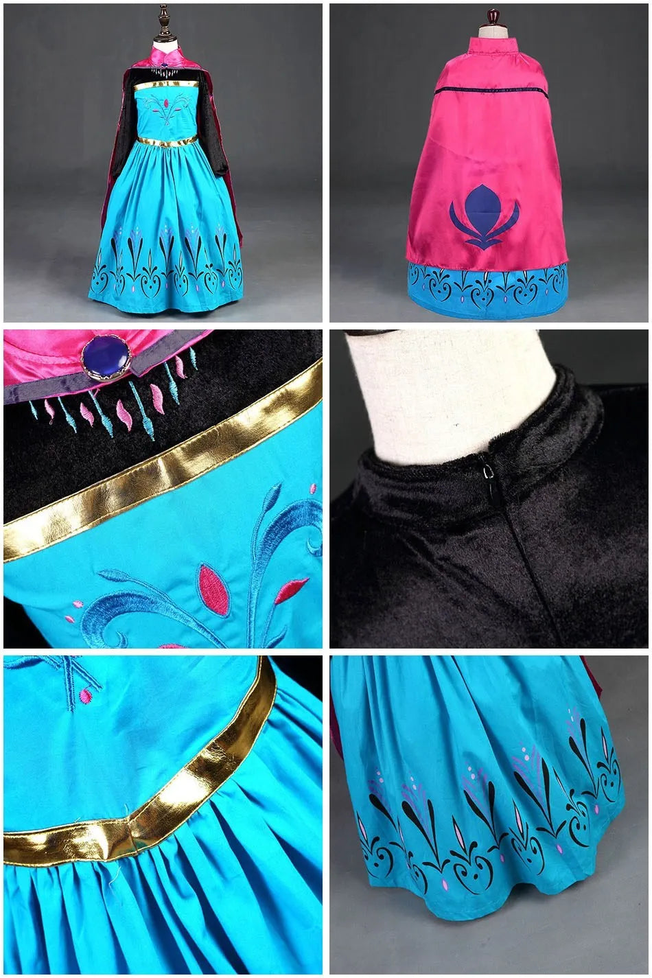 Girls Princess Dress Elsa Anna Kids Cosplay Costume