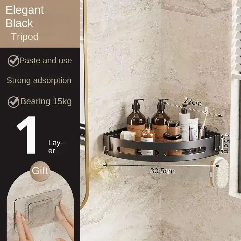 No Drill Bathroom Shower Caddy – Adhesive Corner Shelf