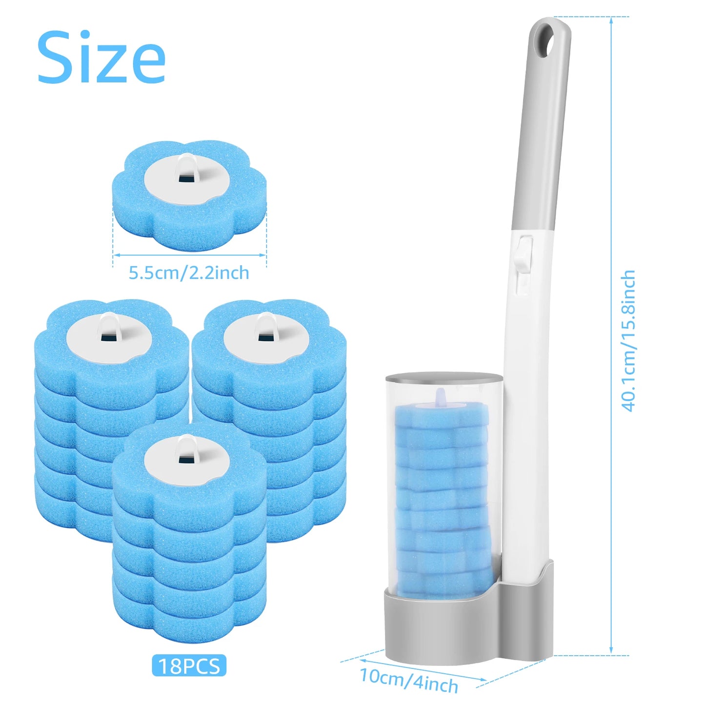 Disposable Toilet Brush Set with Holder & Refills