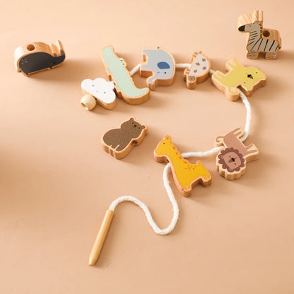 Wooden Animal Threading Toy for Toddlers