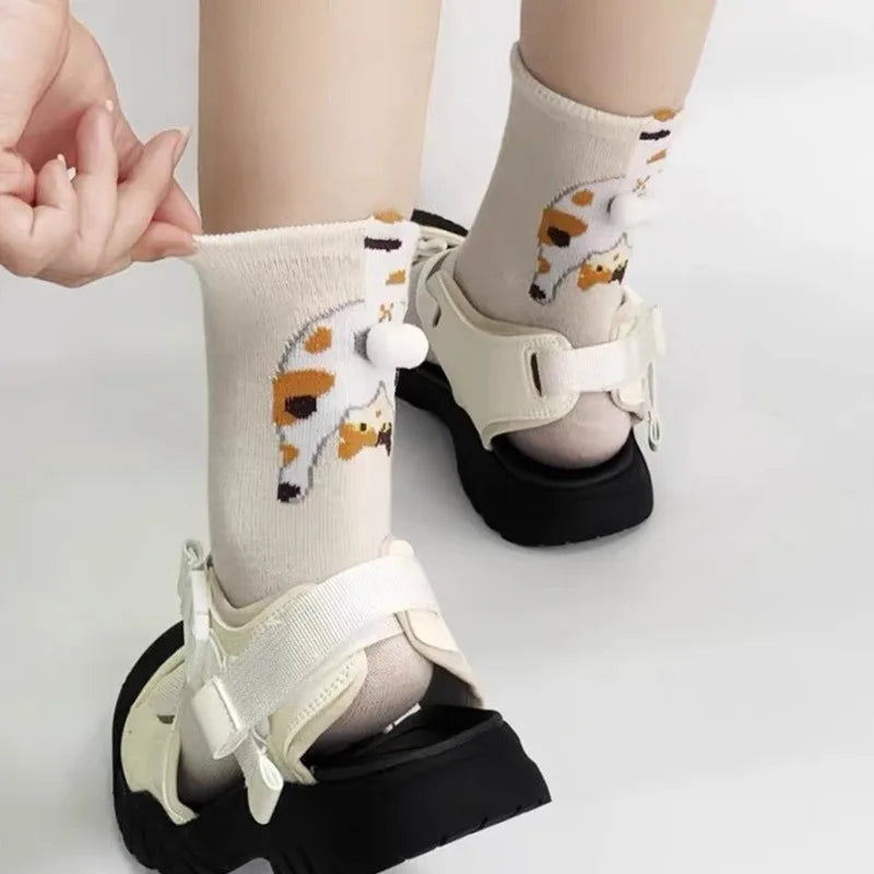 Funny Cat Socks 4 Pairs Cartoon Mid Tube Casual Socks