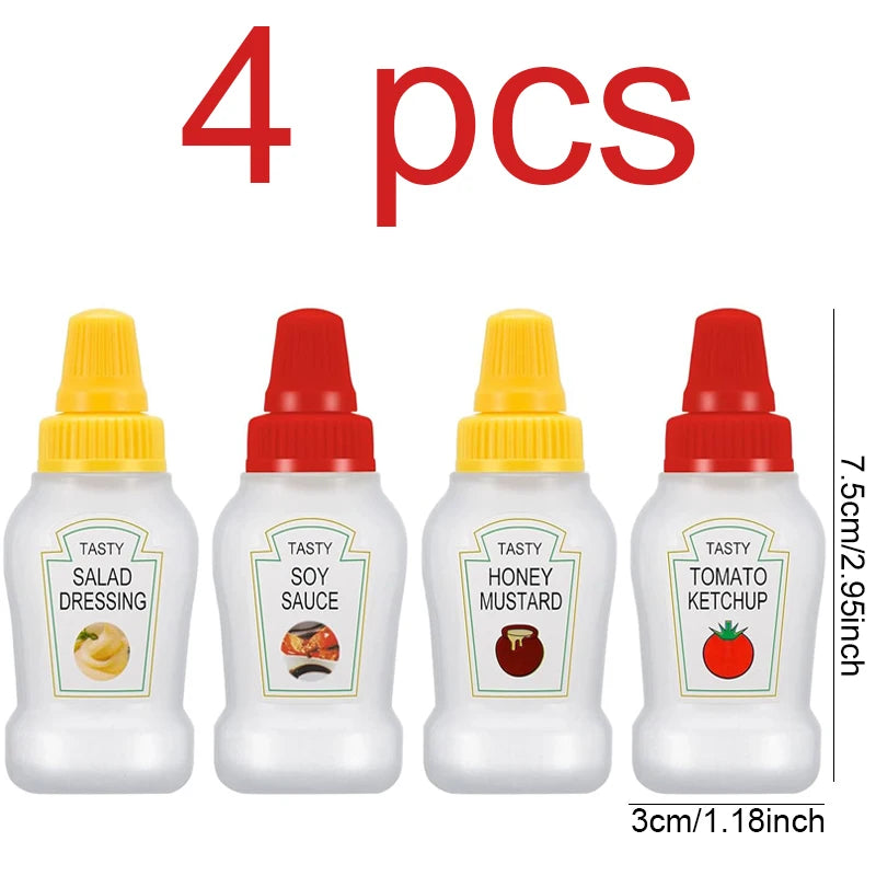Mini Condiment Squeeze Bottles – Portable Sauce Containers for Lunch Boxes