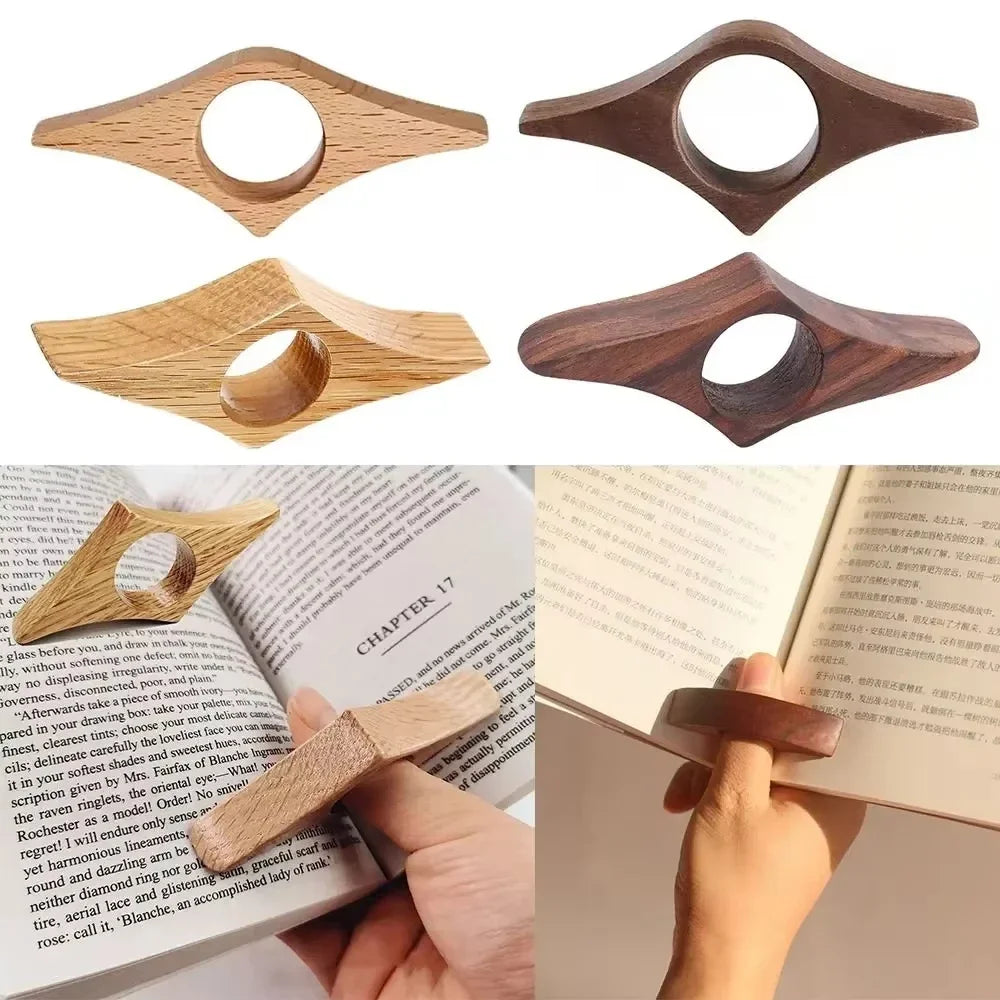 Wooden Thumb Bookmark for One-Hand Reading