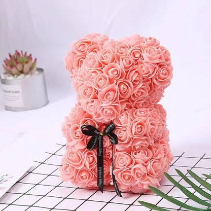 Rose Bear Gift 25cm Artificial Teddy Rose Bear with Box