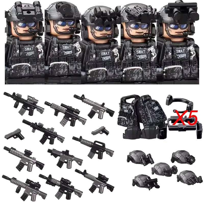 Military Soldier Building Blocks Mini Figure Set with Accessories