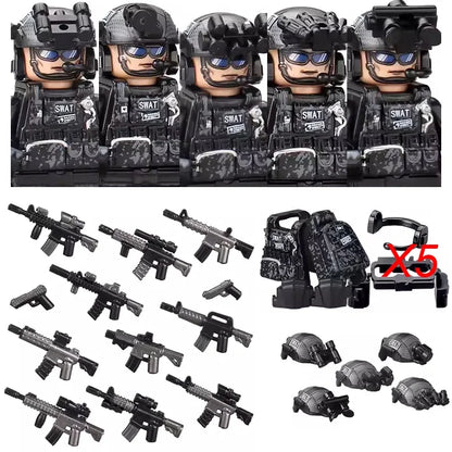 Military Soldier Building Blocks Mini Figure Set with Accessories