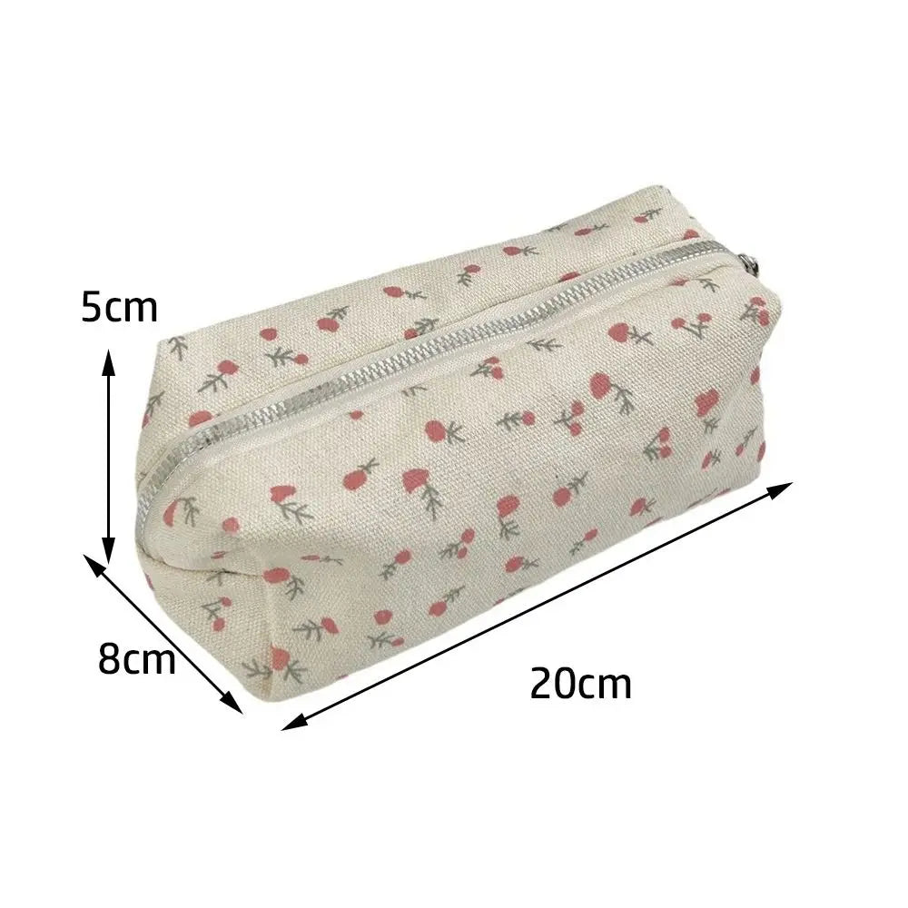 Floral Pencil Case Large Capacity Canvas Pen Bag