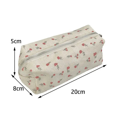 Floral Pencil Case Large Capacity Canvas Pen Bag
