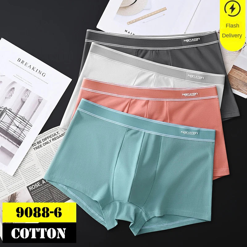 Men's Cotton Boxer Shorts 4PCS Breathable Printed Underwear