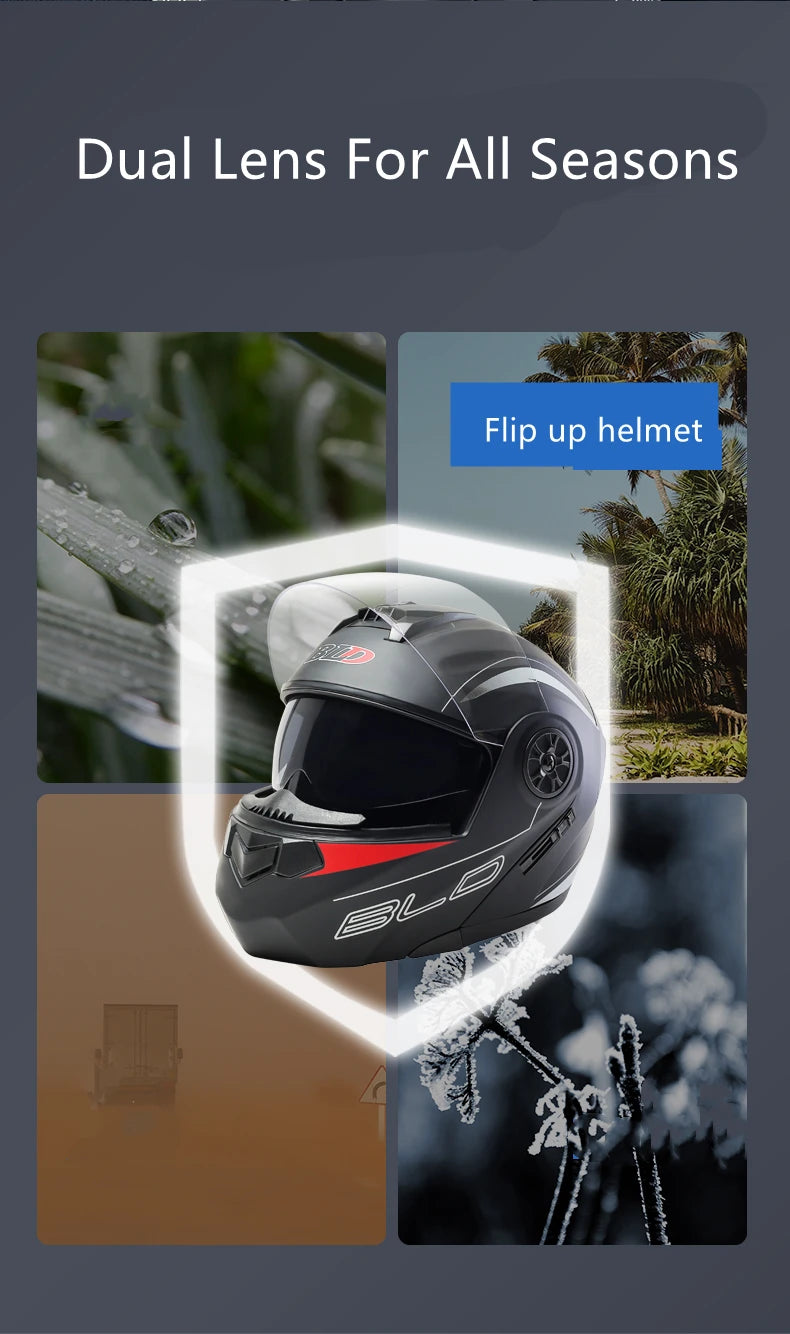 Flip Up Motorcycle Helmet DOT Dual Visor Modular Full Face