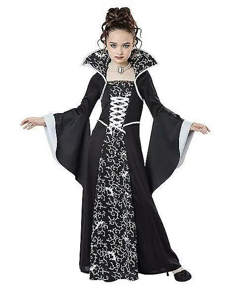 Kids Vampire Costume Gothic Halloween Dress with Accessories
