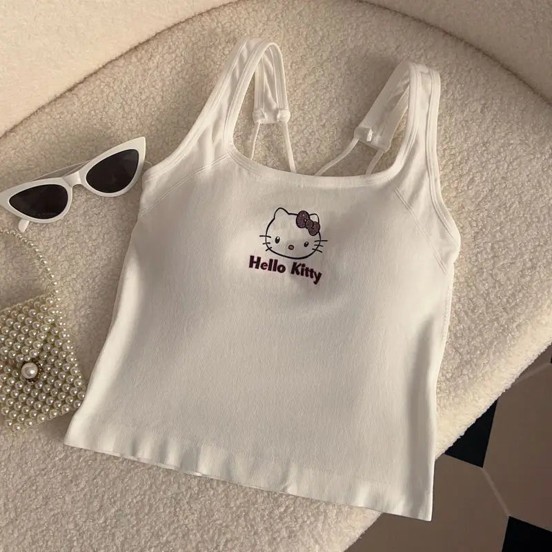 Hello Kitty Printed Tank Top – Cute Summer Cami with Built-In Padding