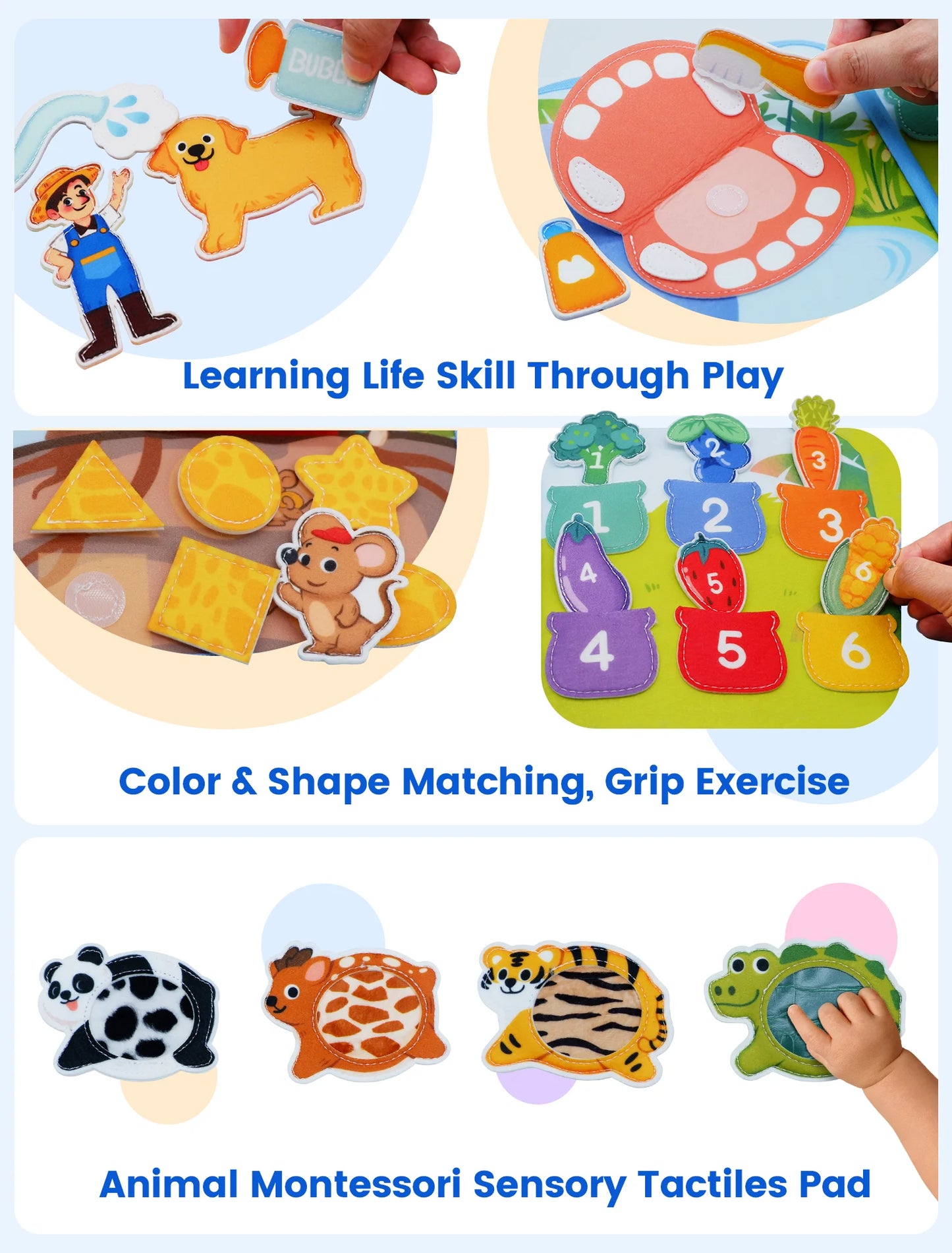 Farm Busy Book Montessori Animal Activity Board for Toddlers
