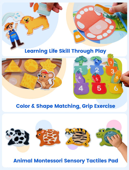 Farm Busy Book Montessori Animal Activity Board for Toddlers